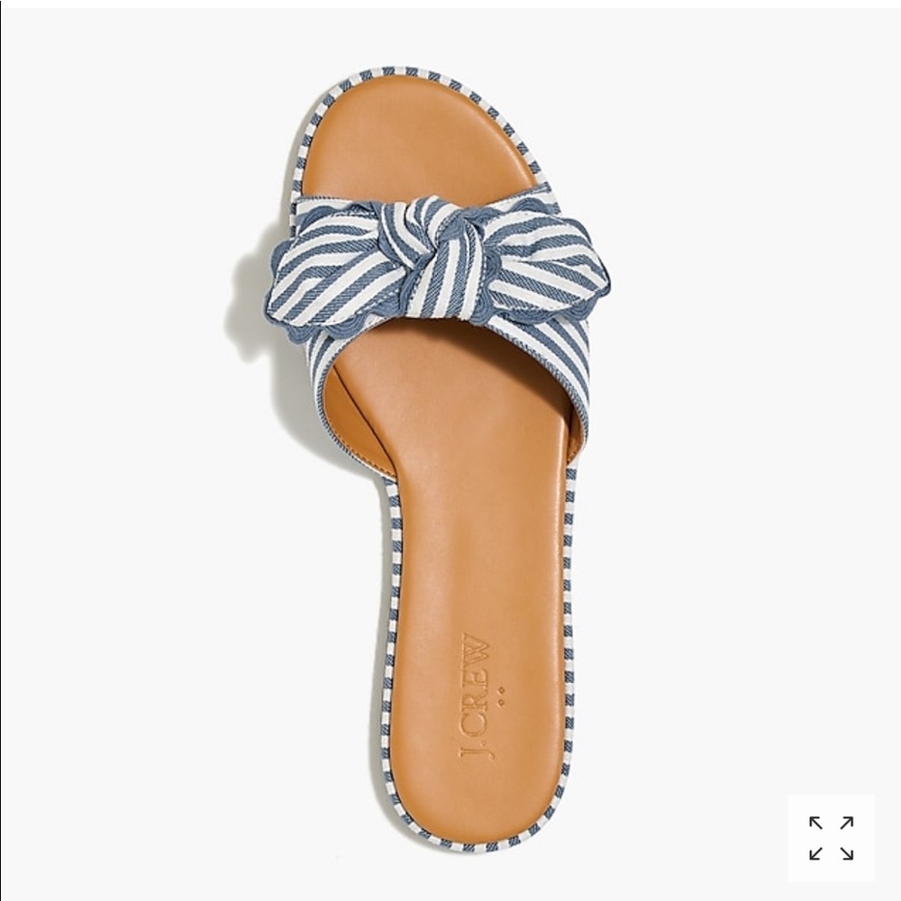 Like new Jcrew striped bow slide sandals 9 - Picture 2 of 5